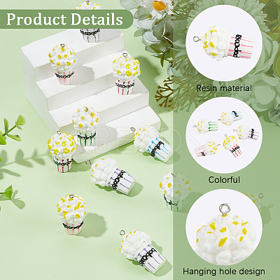 30Pcs Popcorn Resin Pendants RESI-SC0006-80-1