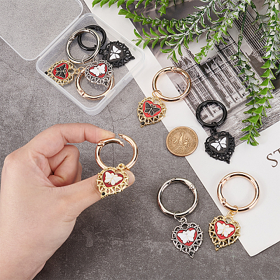 8Pcs 4 Styles Heart with Butterfly Alloy Enamel Shoe Charms HJEW-AB00731-1