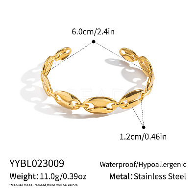 304 Stainless Steel Coffee Bean Open Cuff Bangles for Women GC3572-1