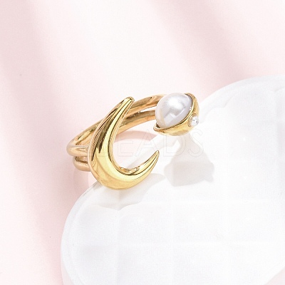 Opaque Acrylic Imitation Pearl Cuff Rings RJEW-P177-03D-G-1