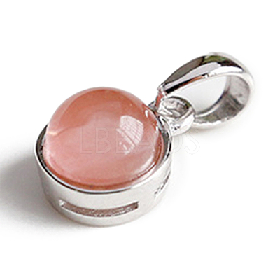 Cherry Quartz Glass Half Round Charms G-NH0001-12A-1
