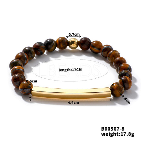 Natural Tiger Eye Stretch Bracelets CL6256-3-1