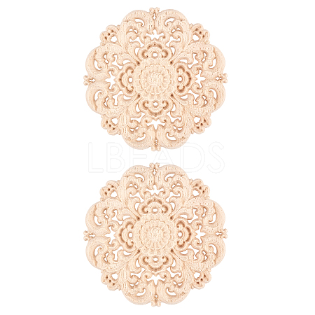 Olycraft Rubber Wood Carved Onlay Applique Craft AJEW-OC0001-52A-1