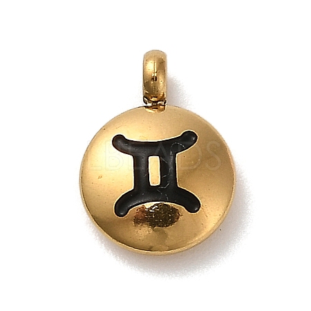 304 Stainless Steel Black Enamel Charms STAS-R009-02G-09-1