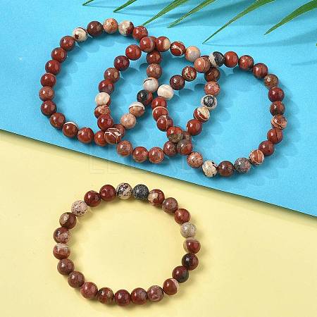 Natural Red Jasper Bead Stretch Bracelets BJEW-K212-B-012-1