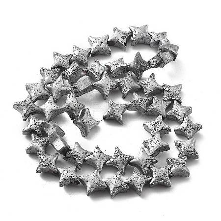 Electroplated Natural Lava Rock Beads Strands G-A251-C01-01I-1