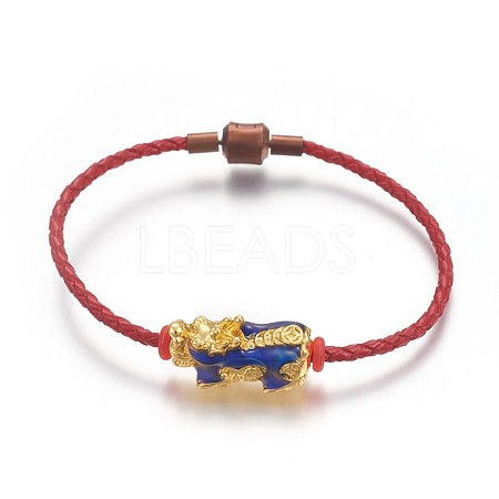 Braided Genuine Cowhide Cord Bracelets BJEW-F360-A01-1