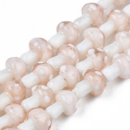 Mushroom Handmade Lampwork Beads Strands X-LAMP-R116-28-1