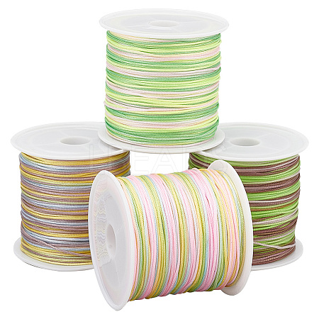   4 Rolls 4 Colors Segment Dyed Nylon Thread Cord NWIR-PH0002-14B-1