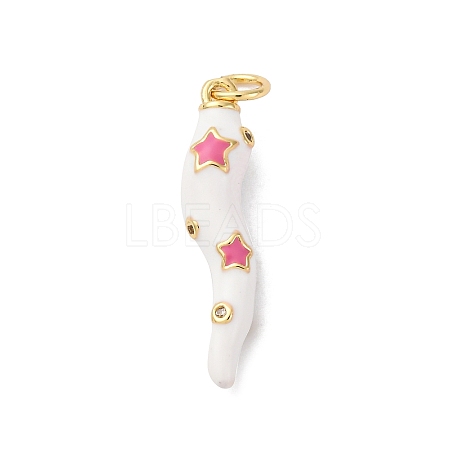 Brass Micro Pave Cubic Zirconia & Enamel Pendants KK-Q098-35G-B-1