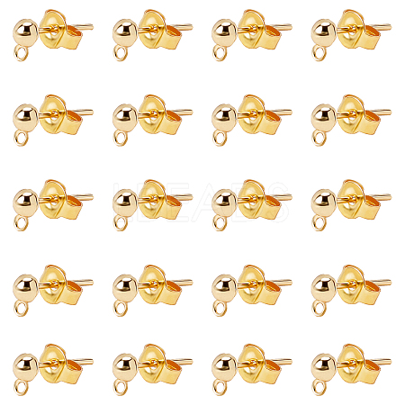 30Pcs Brass Stud Earring Findings and 30Pcs Earring Backs Sets KK-AR0001-91G-NR-1