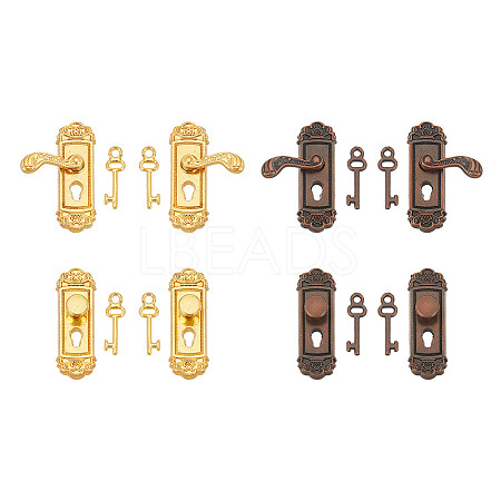 8 Sets 6 Styles Miniature Alloy Door Lock & Key AJEW-GO0001-73-1