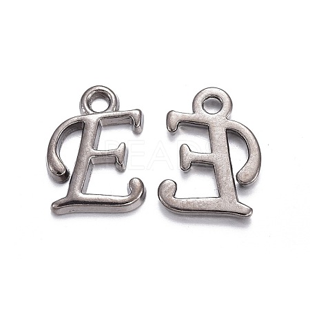 Gunmetal Plated Alloy Letter Pendants PALLOY-P097-03-E-1