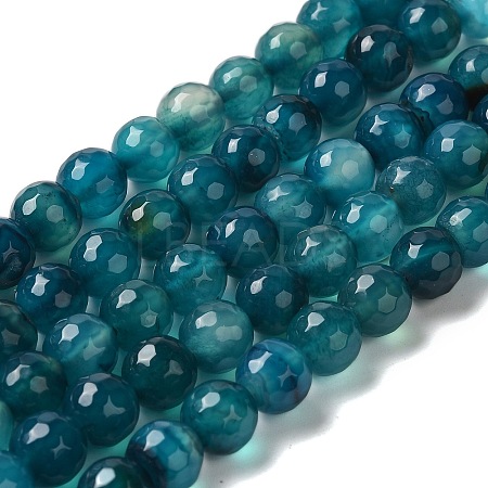 Dyed & Heated Natural Agate Beads Strands G-P539-D01-08-1