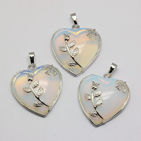 Heart Opalite Pendants X-GP356-5-1