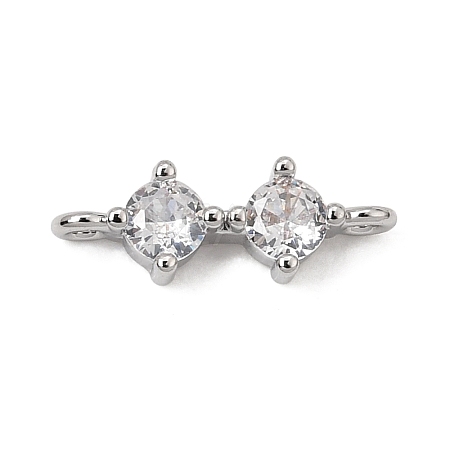 Brass Pave Clear Cubic Zirconia Connector Charms CU-CBA3D76-02P-1