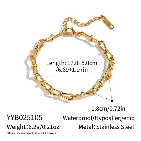 304 Stainless Steel Bowknot Link Chain Bracelets for Women ZU0982-2-1