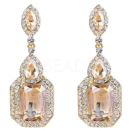 Brass Rhinestone Dangle Stud Earrings FS-WG9D6B6-06-1