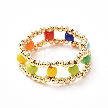 Glass Seed Beads Rings for Teen Girl Women X1-RJEW-TA00009-1