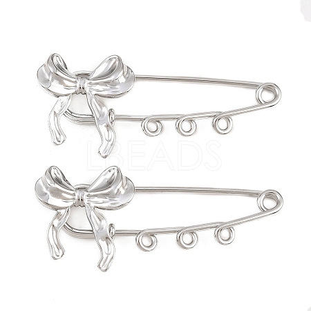 Bowknot 304 Stainless Steel Safety Pins Brooch Findings SA-CBA098D-12C-P-1