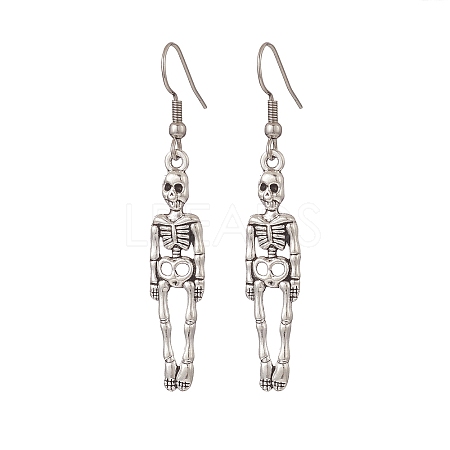 Skeleton Tibetan Style Alloy Dangle Earrings EJEW-JE05193-1