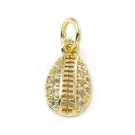 Brass Micro Pave Clear Cubic Zirconia Egg Charms ZIRC-F132-52G-1