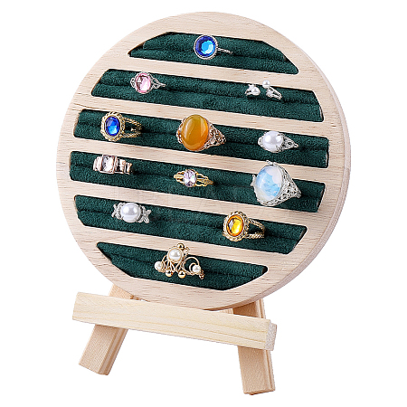 Round Wooden Ring Display Easels RDIS-WH0032-005B-1