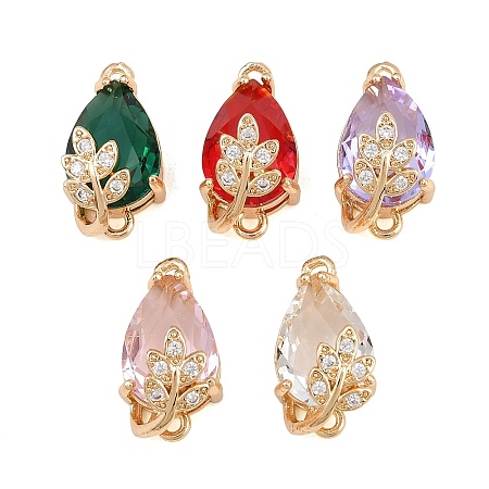 Brass Micro Pave Clear Cubic Zirconia Connector Charms CU-CBA7392-13G-1