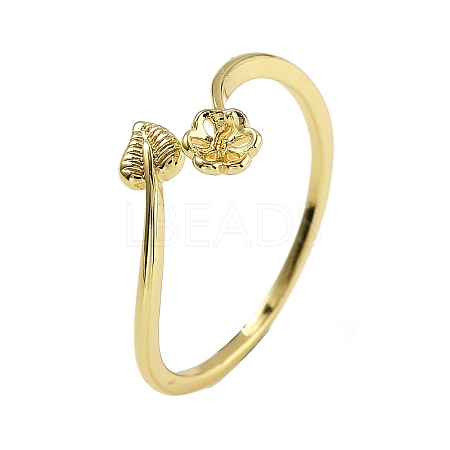 Leaf & Flower Brass Adjustable Ring Settings LS-KK-G527-01C-G-1