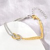 Duo Tone Brass Chain Knot 2-Strand Bracelets for Women KK-CBA68DA-17A-GP-2