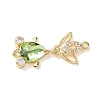 Brass Micro Pave Clear Cubic Zirconia Fish Links Connector Charms KK-K375-26G-21-1