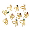 316 Stainless Steel with Natural Mixed Gemstone Cuff Rings RJEW-Z098-01G-07-4
