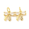 Rack Plating Brass Micro Pave Clear Cubic Zirconia Pendants KK-B093-01B-G-1