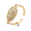 Clear Cubic Zirconia Oval Open Cuff Ring RJEW-G261-21G-3