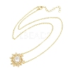 Brass Pave Clear Cubic Zirconia and Glass Heart Pendant Necklaces KK-CBA4547-11G-5