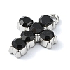 Rack Plating Alloy with Black Rhinestone Pendants FIND-Z051-04P-03-2