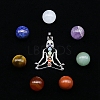 7 Chakra Crystal Ball & Yoga Pendant Mixed Natural Gemstone Healing Stones Set PW-WG87442-02-3