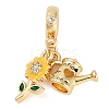 Rack Plating Brass Clear Cubic Zirconia European Dangle Charms KK-P287-16G-1