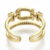Brass Micro Pave Clear Cubic Zirconia Cuff Rings RJEW-S045-013G-NR-4