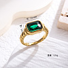 Rectangle 304 Stainless Steel Micro Pave Cubic Zirconia Finger Rings FS-WG7A2B7-09-1