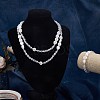 3Pcs Natural Shell & Plastic Pearl Flower & Glass Beaded Necklaces and Stretch Bracelet Set SJEW-SW00010-04-3