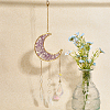 Hanging Moon Sun Catcher with Teardrop Glass Prisms for Windows HJEW-PH01733-01-4