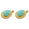 Natural Amazonite 304 Stainless Steel Teardrop Charms G-D075-01G-03-2