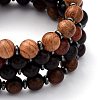 Natural Wood Beaded Stretch Bracelets Sets X-BJEW-JB05464-2