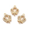 Rack Plating Brass Micro Pave Clear Cubic Zirconia Connector Charms KK-E081-05G-2