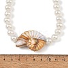 Ocean Acrylic Shell Shape & White Round Imitation Pearl Beaded Necklaces NJEW-JN06375-4