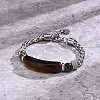 Natural Tiger Eye Curved Bar Link Bracelet PW-WG96930-02-2