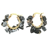 Natural Snowflake Obsidian Chips Braided Hoop Earrings EJEW-JE04940-11-1