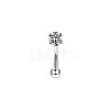 316 Surgical Stainless Steel Flat Round Cubic Zirconia Eyebrow Curved Barbell Rings WG43657-08-1