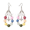 Natural Mixed Gemstone Braided Teardrop Dangle Earrings with Charms EJEW-JE04951-4
